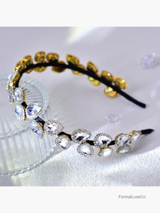 Sparkly Rhinestone Thin Headbands for Women - 2 Pack Crystal Hair Hoops main image 5